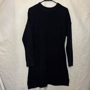 Lands’ End Black Sweater Dress | Size L (14–16) | Cozy Knit Midi